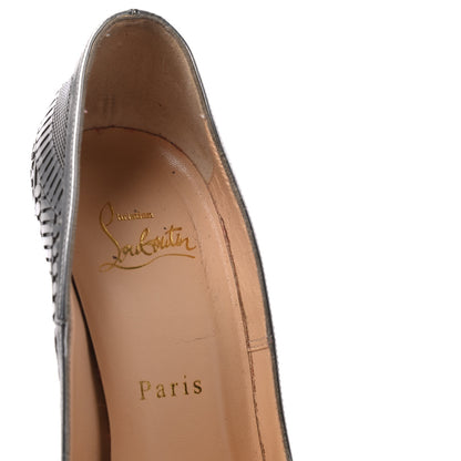 Christian Louboutin Metallic Specchio Suede Laser Cut Kristali 120 Pumps 35.5 Silver 11 of 21