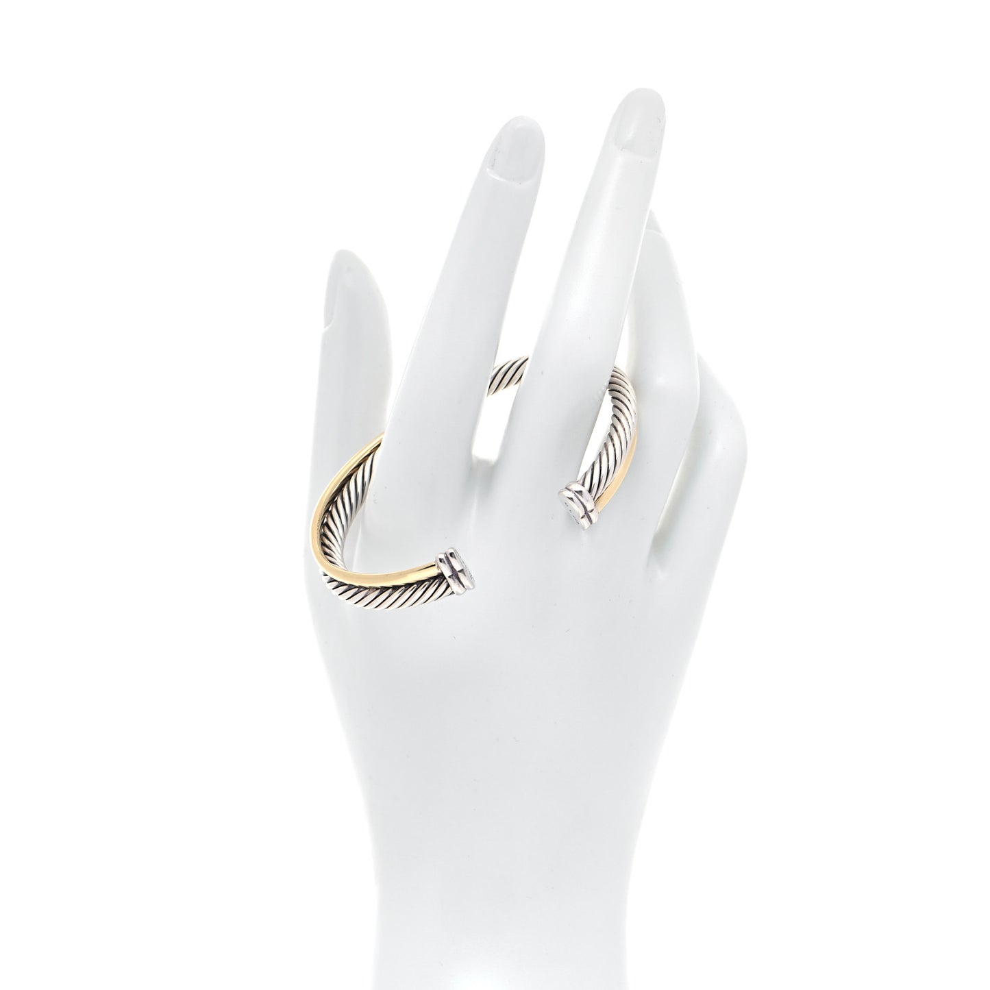 Sterling Silver 18K Yellow Gold 5mm Crossover Cuff Bracelet
