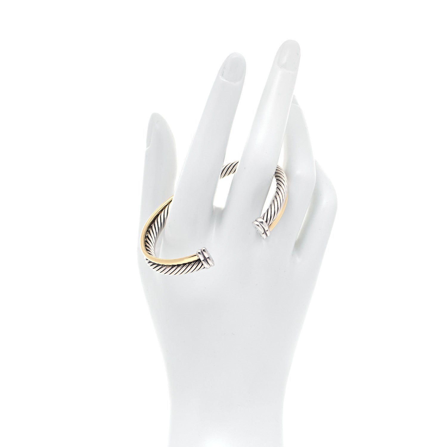 David Yurman Sterling Silver 18K Yellow Gold 5mm Crossover Cuff Bracelet 2 of 4