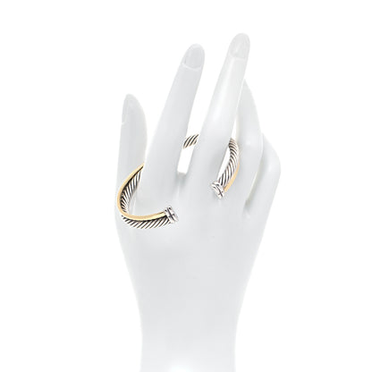 David Yurman Sterling Silver 18K Yellow Gold 5mm Crossover Cuff Bracelet 2 of 4