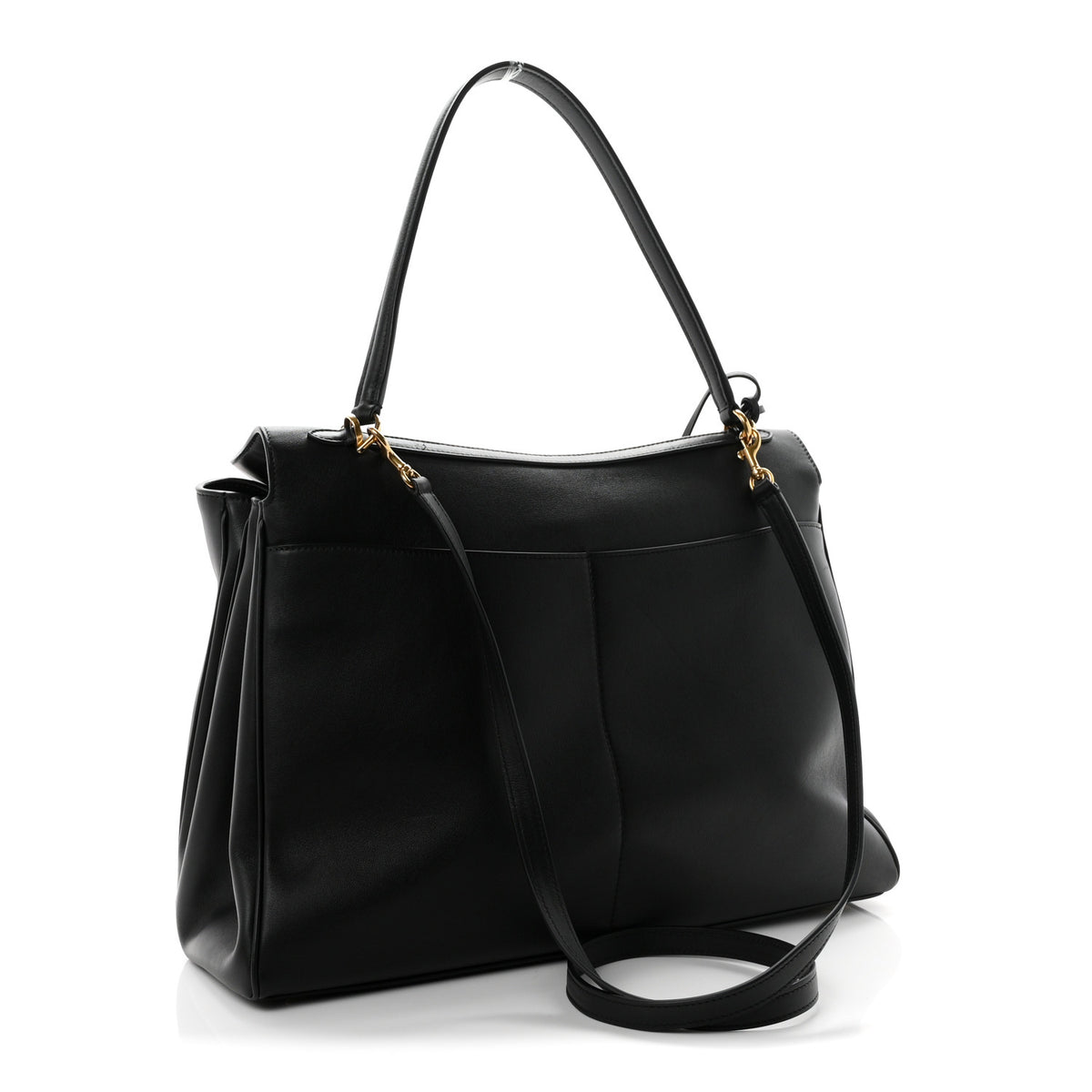 Smooth Calfskin Large Rodeo Top Handle Handbag Black