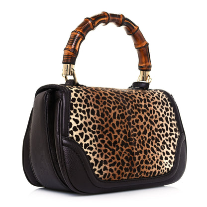 Gucci Pony Hair Jaguar Print New Bamboo Medium Top Handle Bag 2 of 12