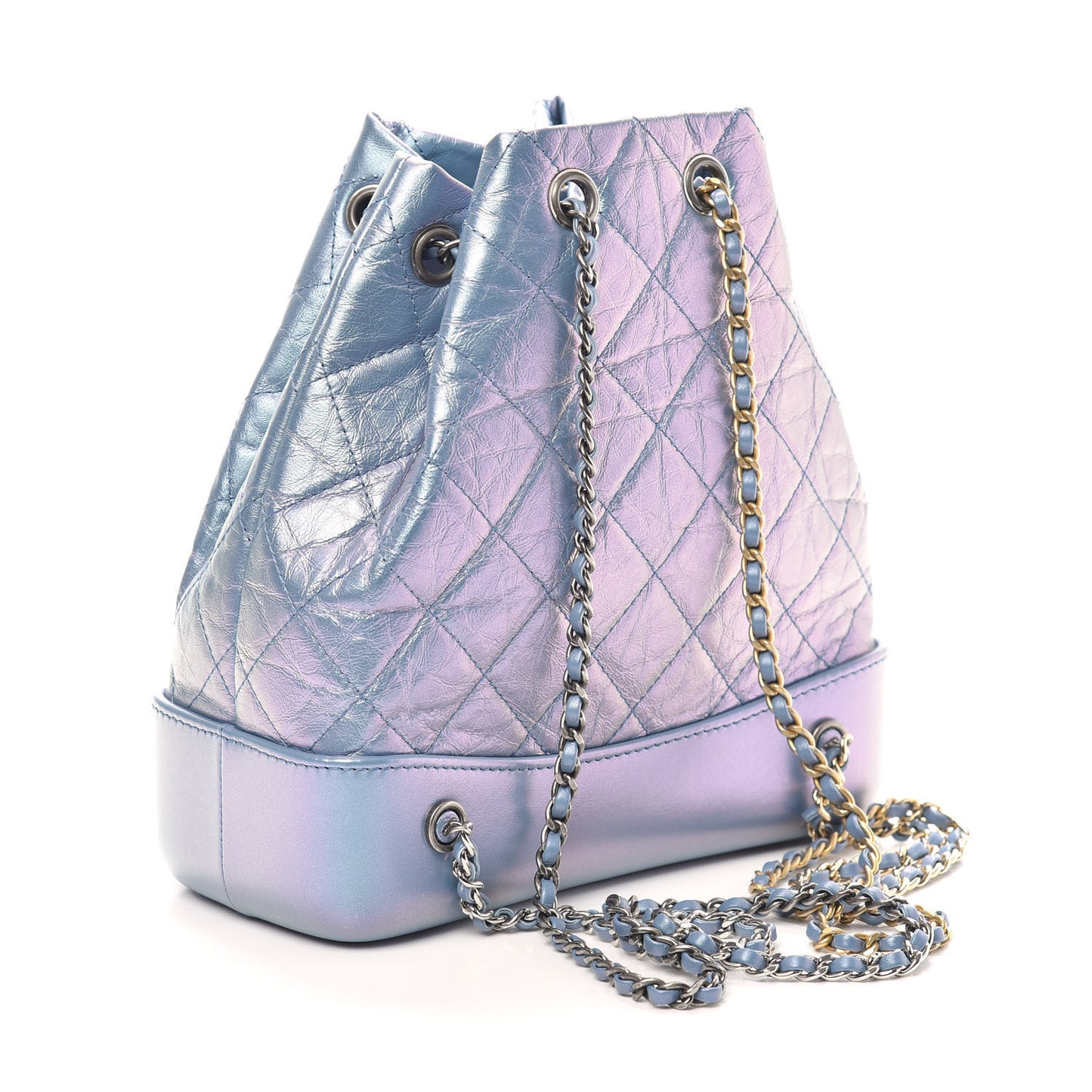 Iridescent Lambskin Calfskin Small Quilted Gabrielle Backpack Light Purple