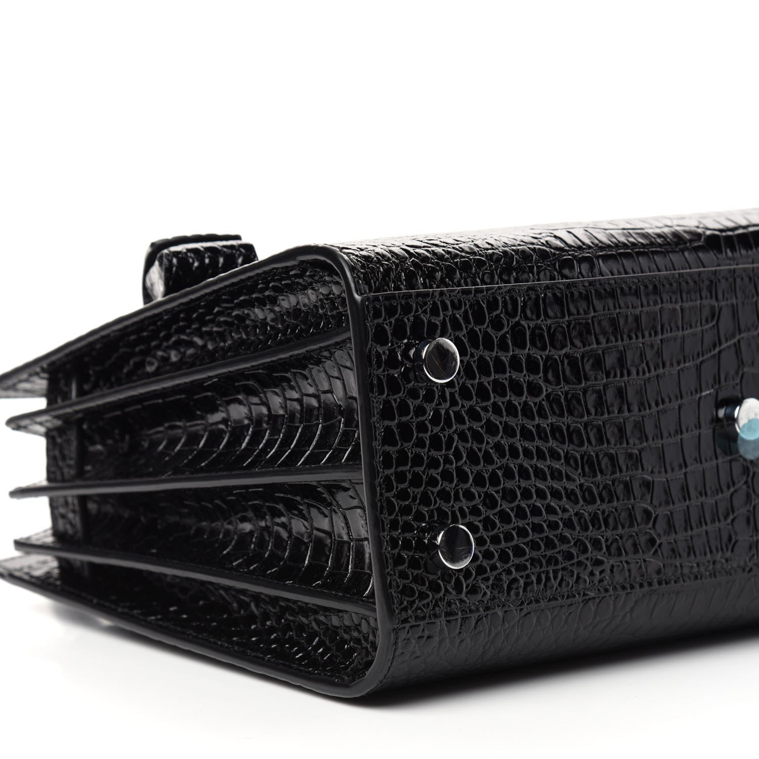 Saint Laurent Calfskin Crocodile Embossed Baby Sac De Jour Black 7 of 10