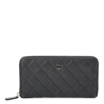 Chanel Iridescent Caviar Quilted Large Gusset Zip Around Wallet Black 1 of 7