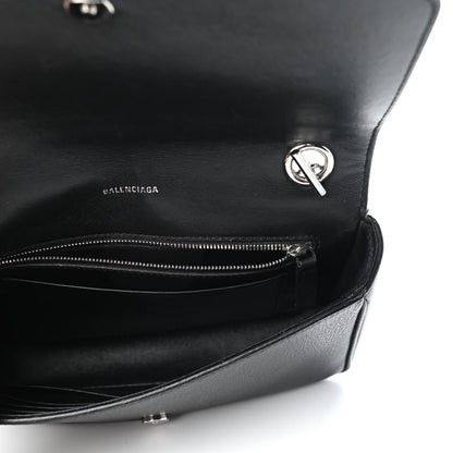 Balenciaga Pebbled Calfskin Logo Everyday Flap Chain Wallet Black 5 of 8