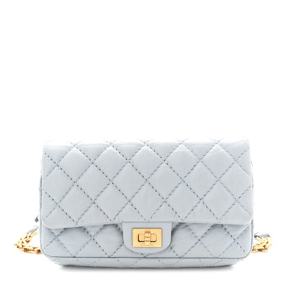 Chanel Aged Calfskin Quilted 2.55 Reissue Chain Waist Bag Light Blue 1 of 11