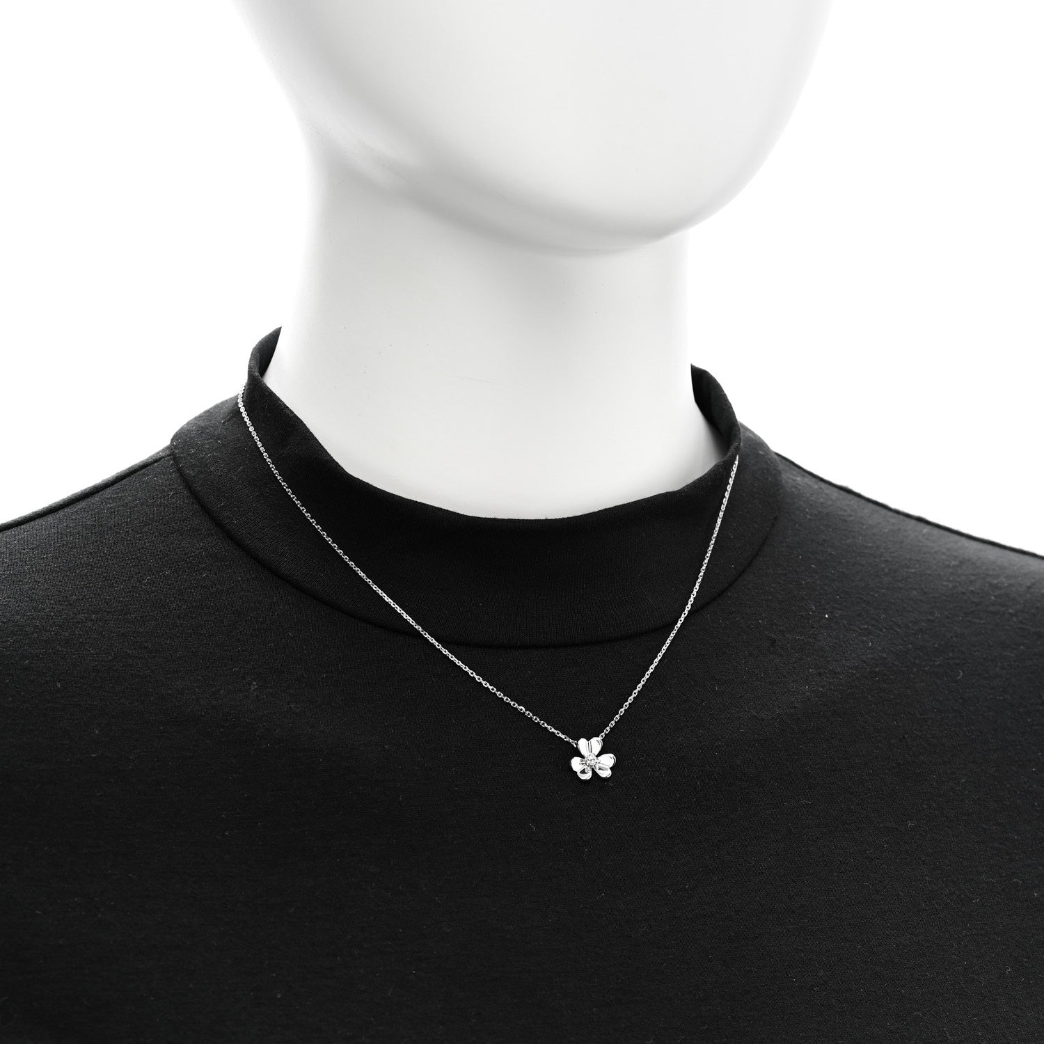 Van Cleef & Arpels 18K White Gold Diamond Mini Frivole Pendant Necklace 2 of 6