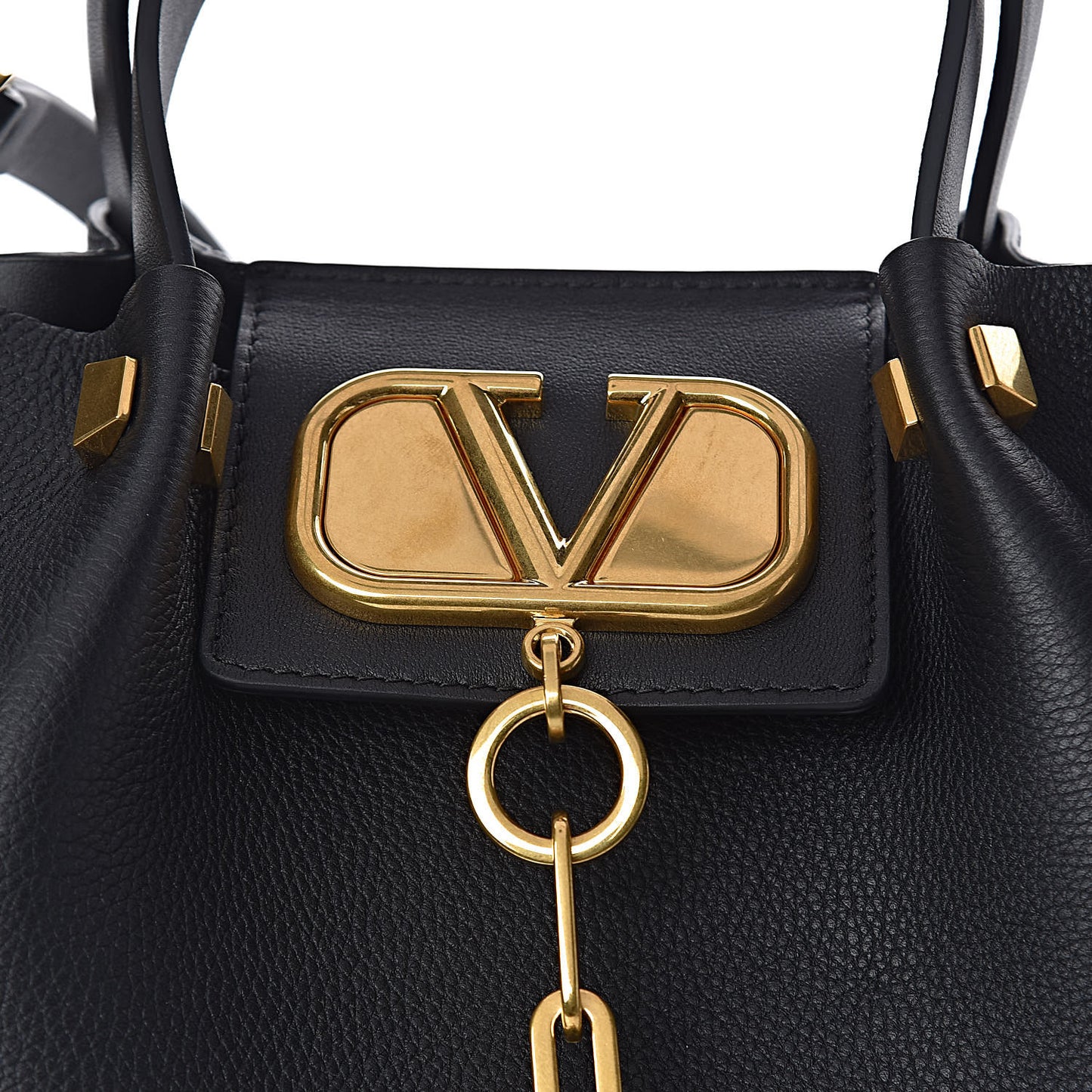 Grainy Calfskin Small VLogo Escape Shopper Black