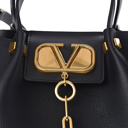 Valentino Garavani Grainy Calfskin Small VLogo Escape Shopper Black 11 of 11