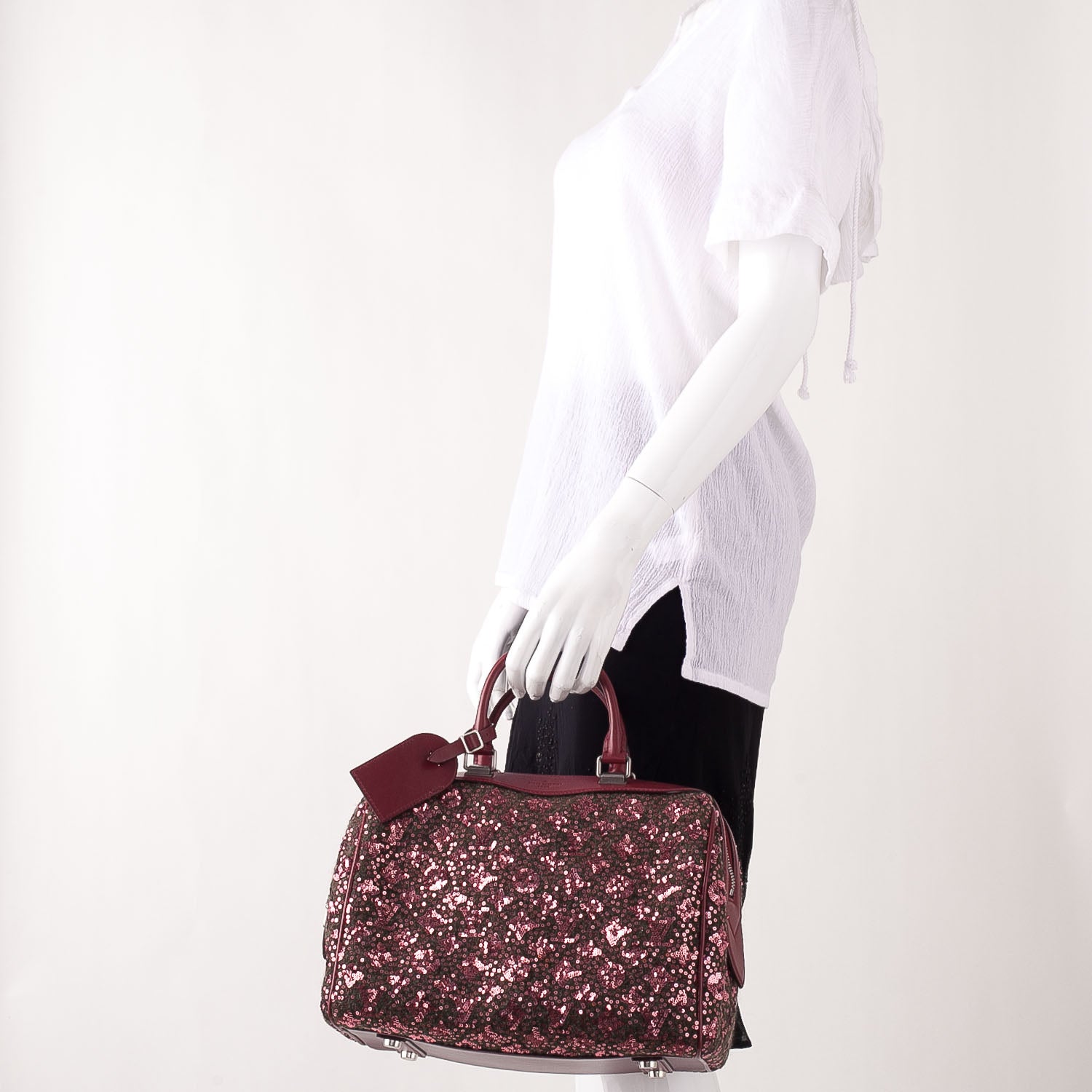 Louis Vuitton Sequin Monogram Sunshine Express Speedy Burgundy 2 of 10