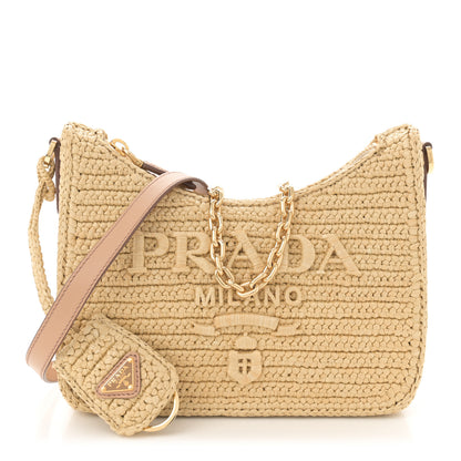 Prada Yarn Raffia Effect Crochet Mini Re-Edition 2000 Shoulder Bag Naturale 1 of 11