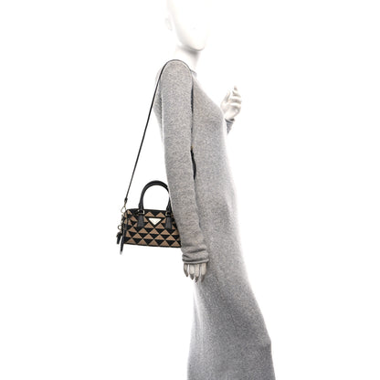 Prada Jacquard Saffiano Triangolo Symbole Embroidered Top Handle Crossbody Bag Black Corda 2 of 10