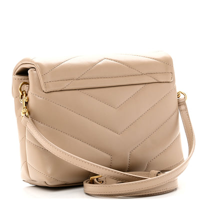 Saint Laurent Calfskin Y Quilted Monogram Toy Loulou Crossbody Bag Dark Beige 3 of 11