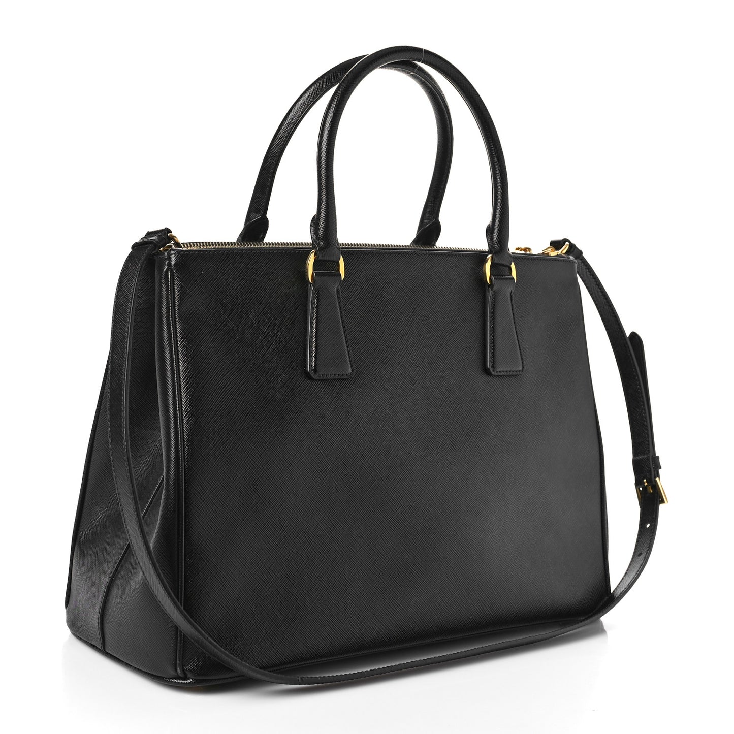 Saffiano Medium Galleria Double Zip Tote Black