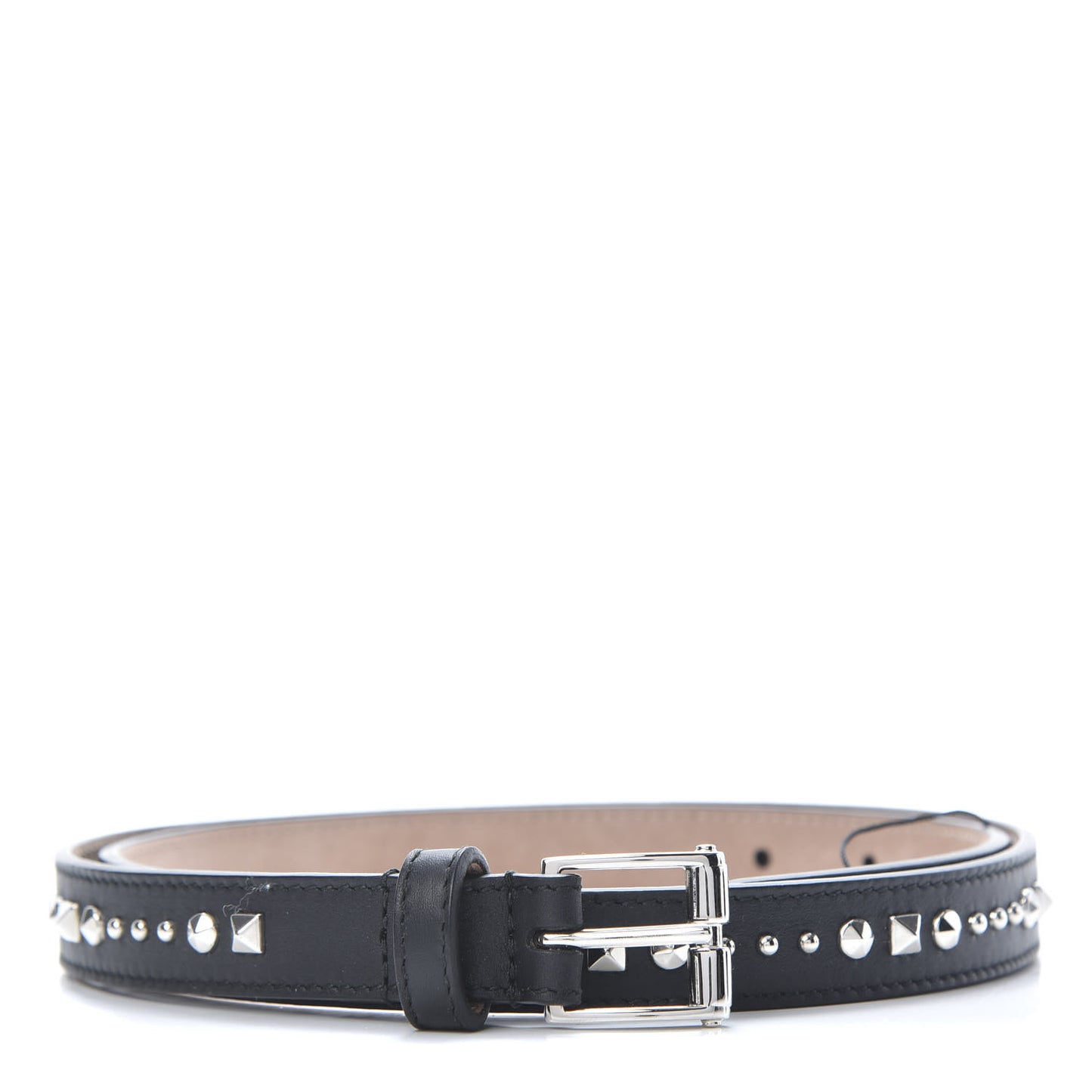 Calfskin Skinny Studded Belt 85 34 Black