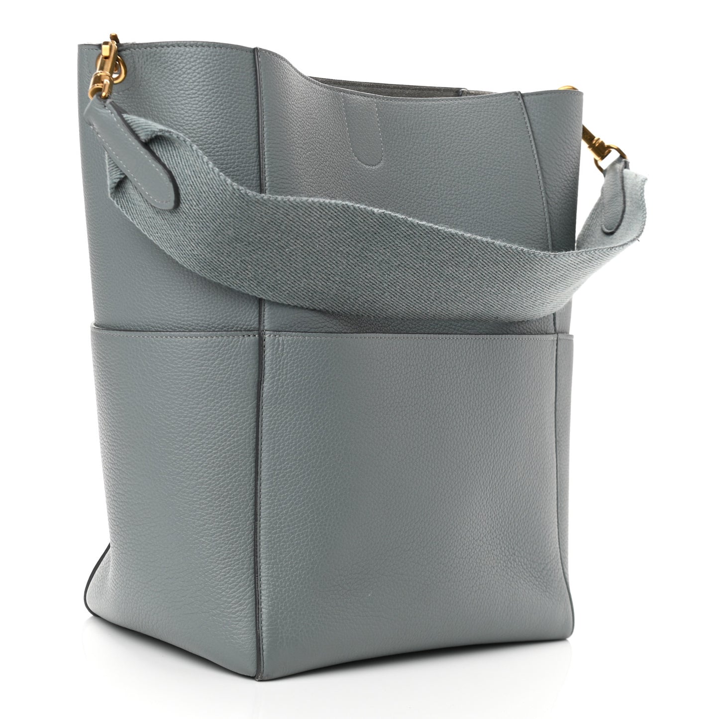 Soft Grained Calfskin Sangle Bucket Bag Storm