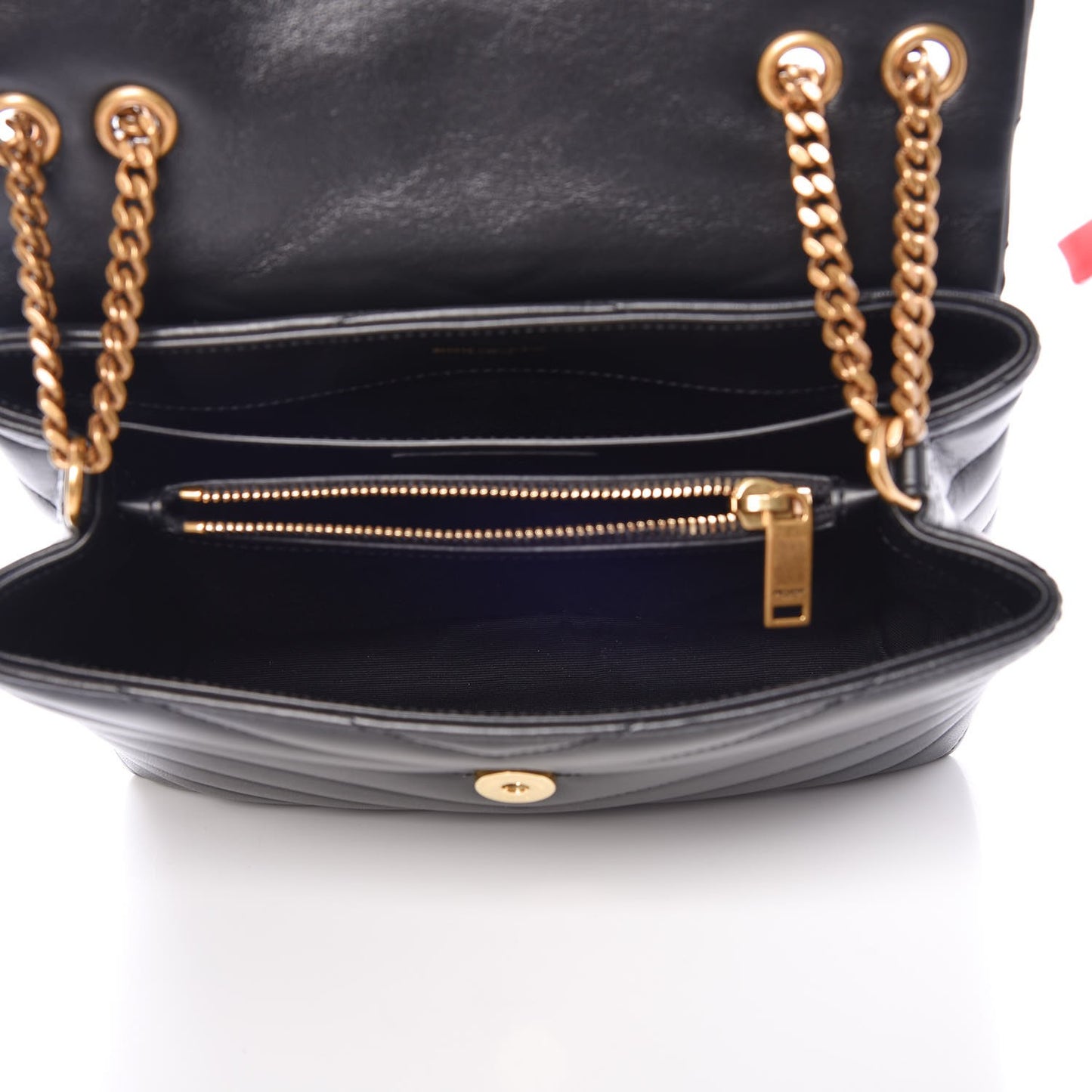 Calfskin Y Quilted Monogram Small Loulou Chain Satchel Black
