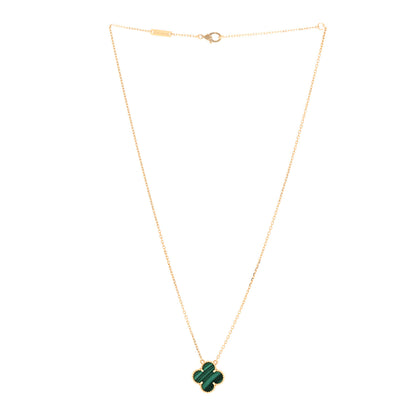 Van Cleef & Arpels 18K Yellow Gold Malachite Vintage Alhambra Pendant Necklace 3 of 6