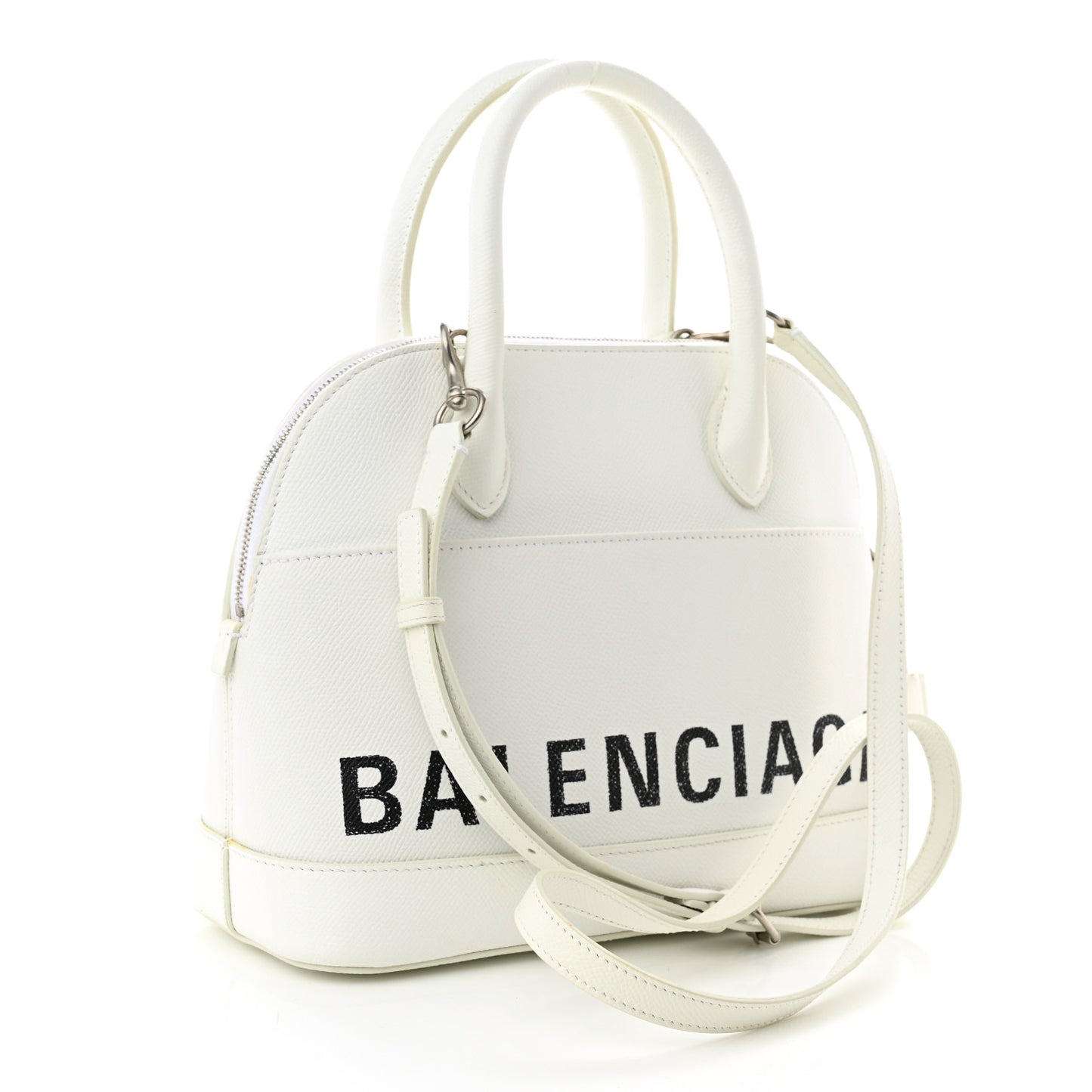 Grained Calfskin XXS Ville Top Handle Bag White Black