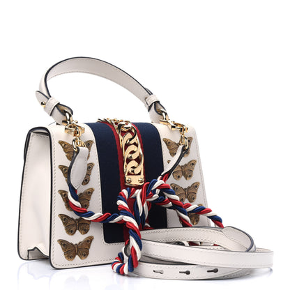 Gucci Calfskin Animal Studs Mini Sylvie Top Handle Bag White 2 of 4