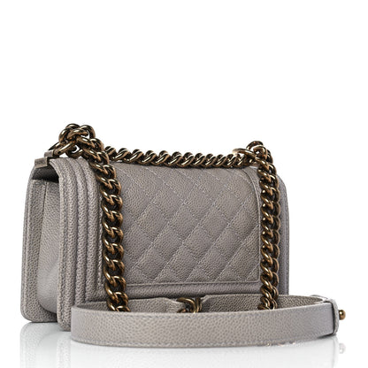 Chanel Caviar Quilted Small Boy Flap Light Grey 2 of 8