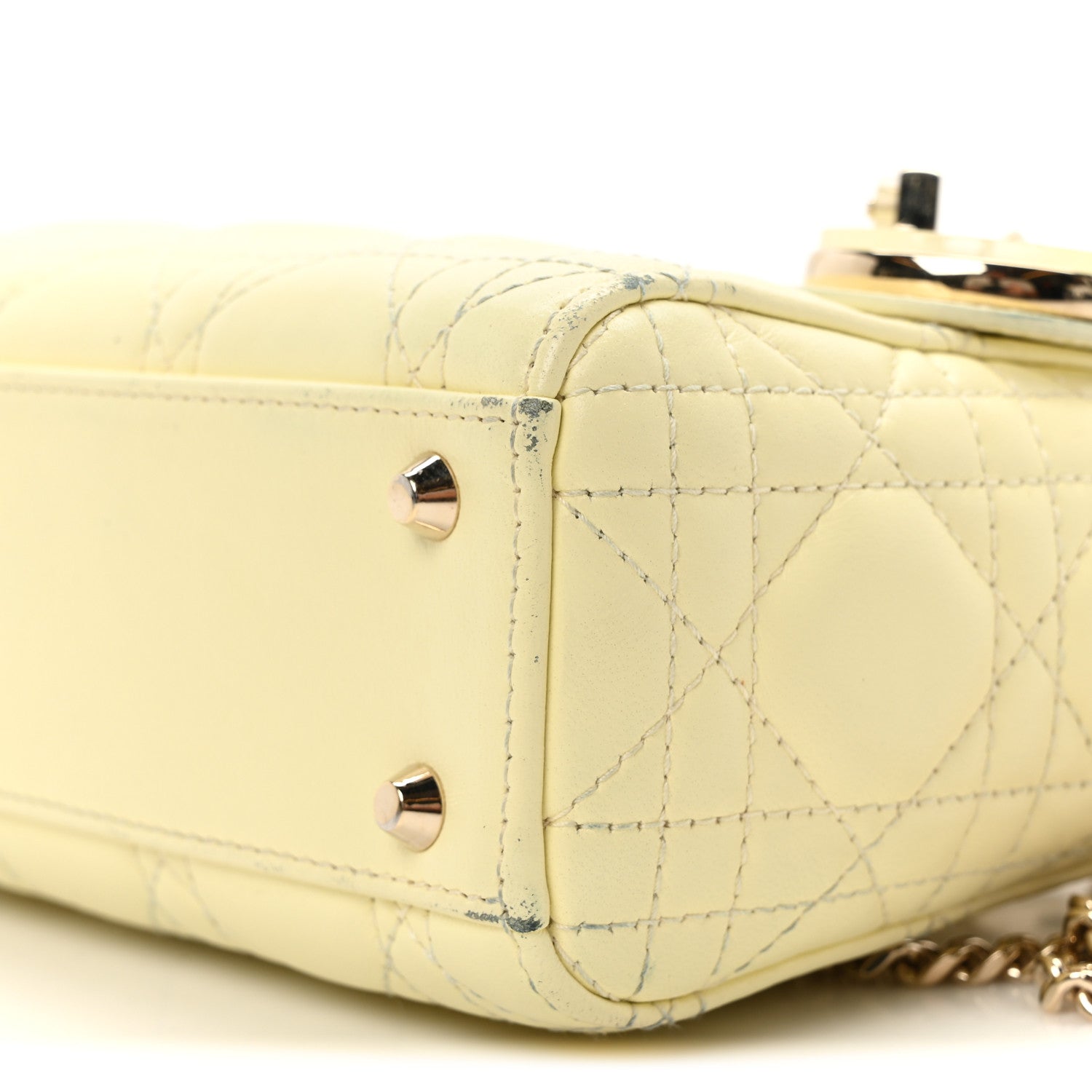 Christian Dior Lambskin Cannage Mini Lady Dior Soft Yellow 10 of 10