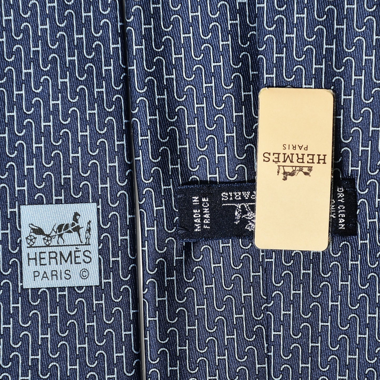 Printed Silk Mens Puzzle Neck Tie Marine Ciel
