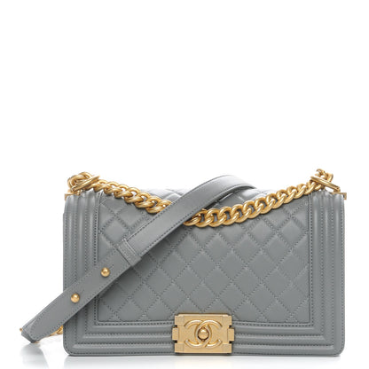 Chanel Lambskin Quilted Medium Boy Flap Grey 1 of 10