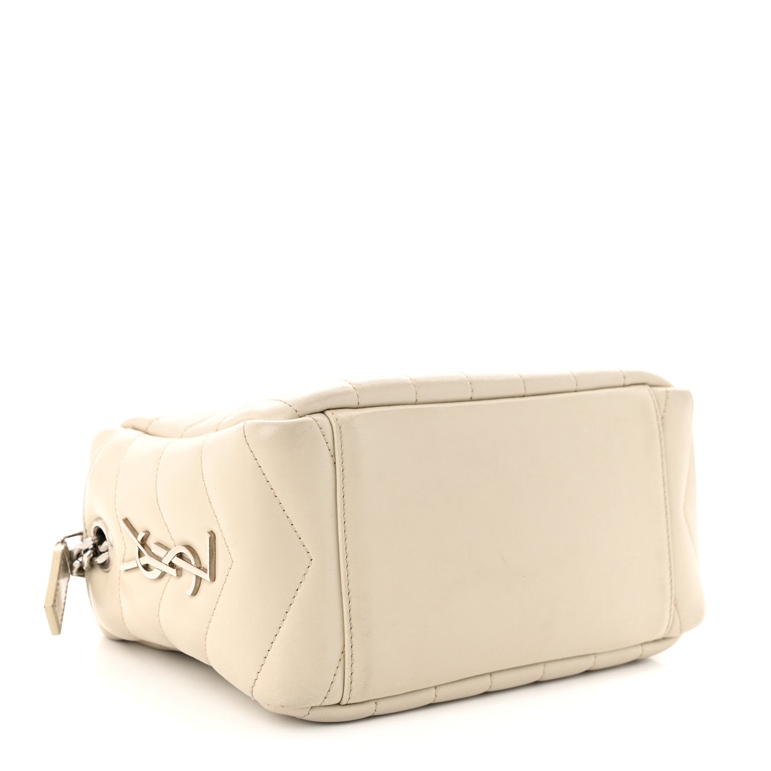 Saint Laurent Calfskin Y Quilted Monogram Small Loulou Bowling Bag Ivory 4 of 13