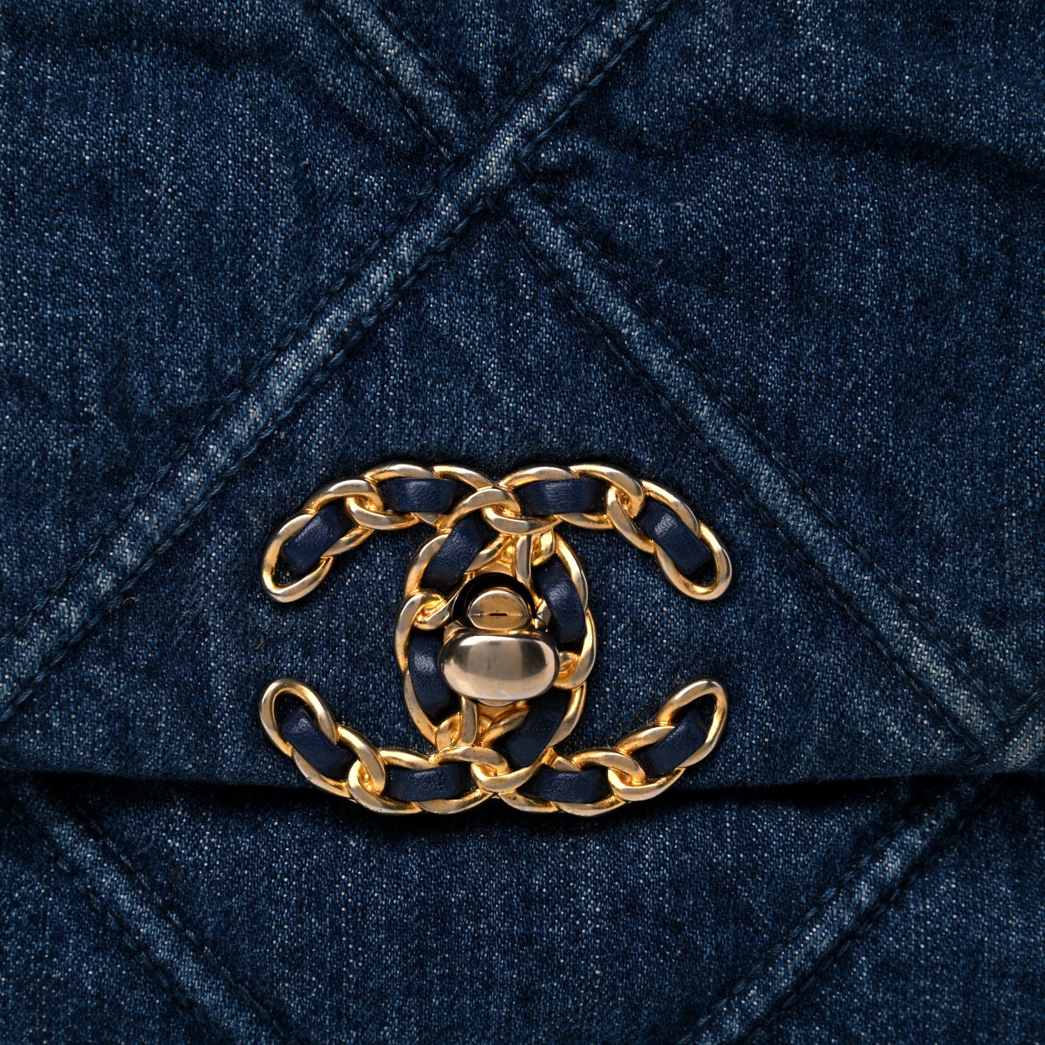 Chanel Denim Quilted Large Chanel 19 Flap Blue 8 of 14