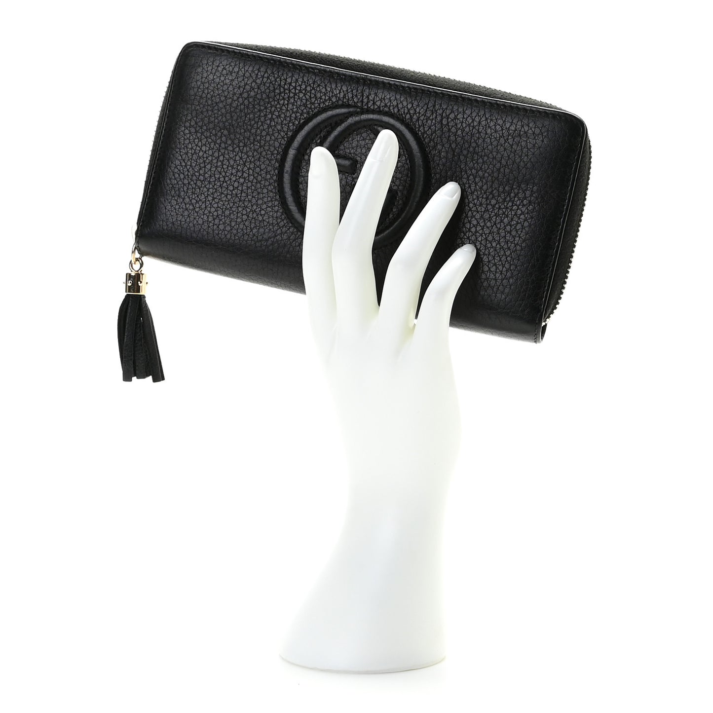 Pebbled Calfskin Soho Zip Around Wallet Black