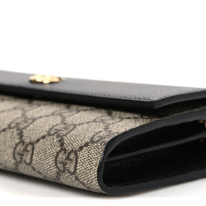 Gucci Dollar Calfskin GG Supreme Monogram Petite GG Marmont Wallet Chain Bag Black Beige Ebony 10 of 10
