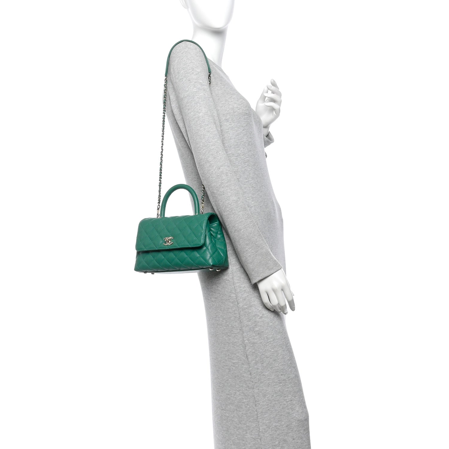 Chanel Caviar Quilted Mini Coco Handle Flap Green 2 of 12