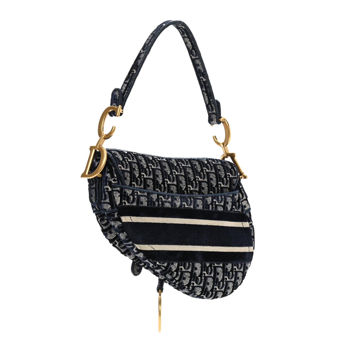 Velvet Oblique Saddle Bag Blue