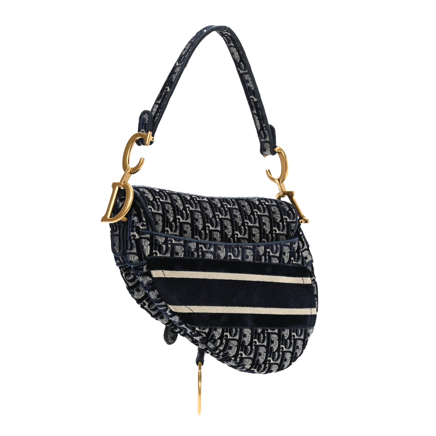 Christian Dior Velvet Oblique Saddle Bag Blue 3 of 11