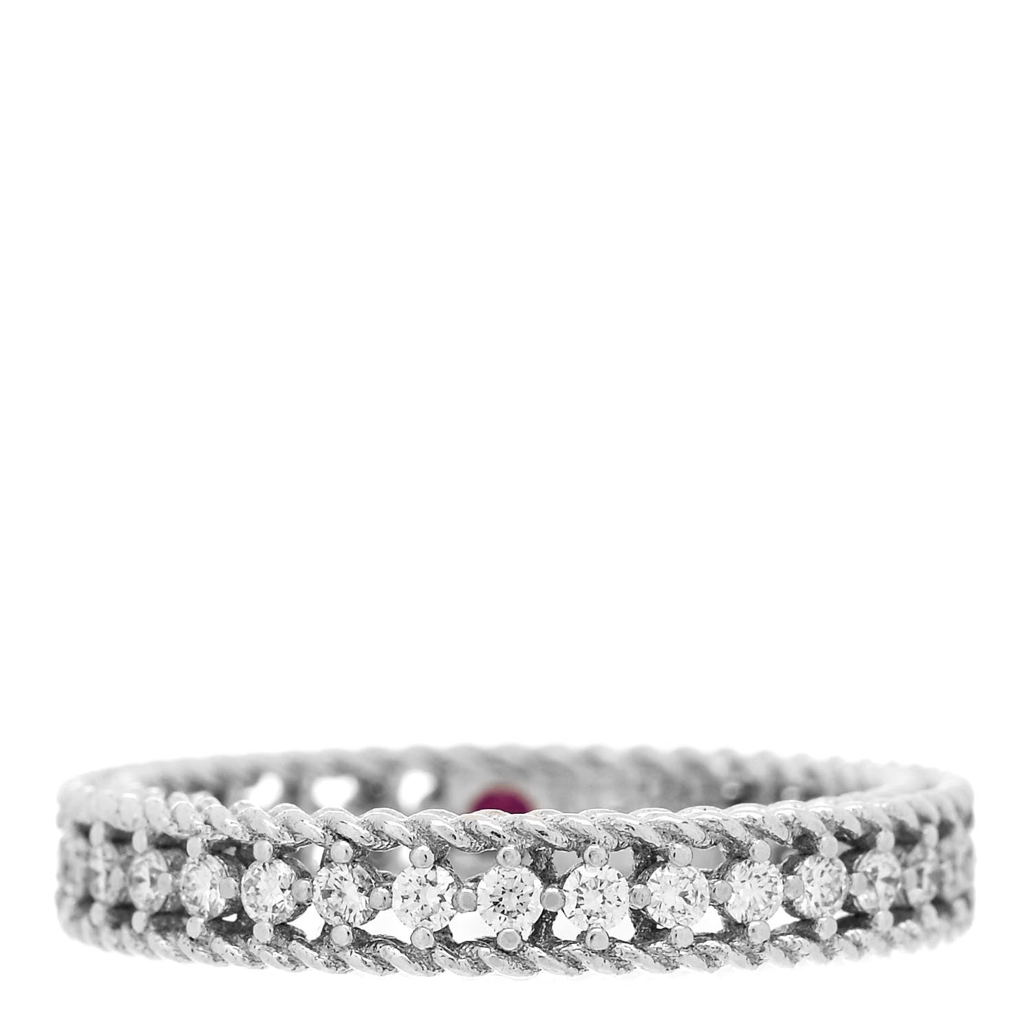 Roberto Coin 18K White Gold Diamond Symphony Princess Band Ring 49 5 1 of 4