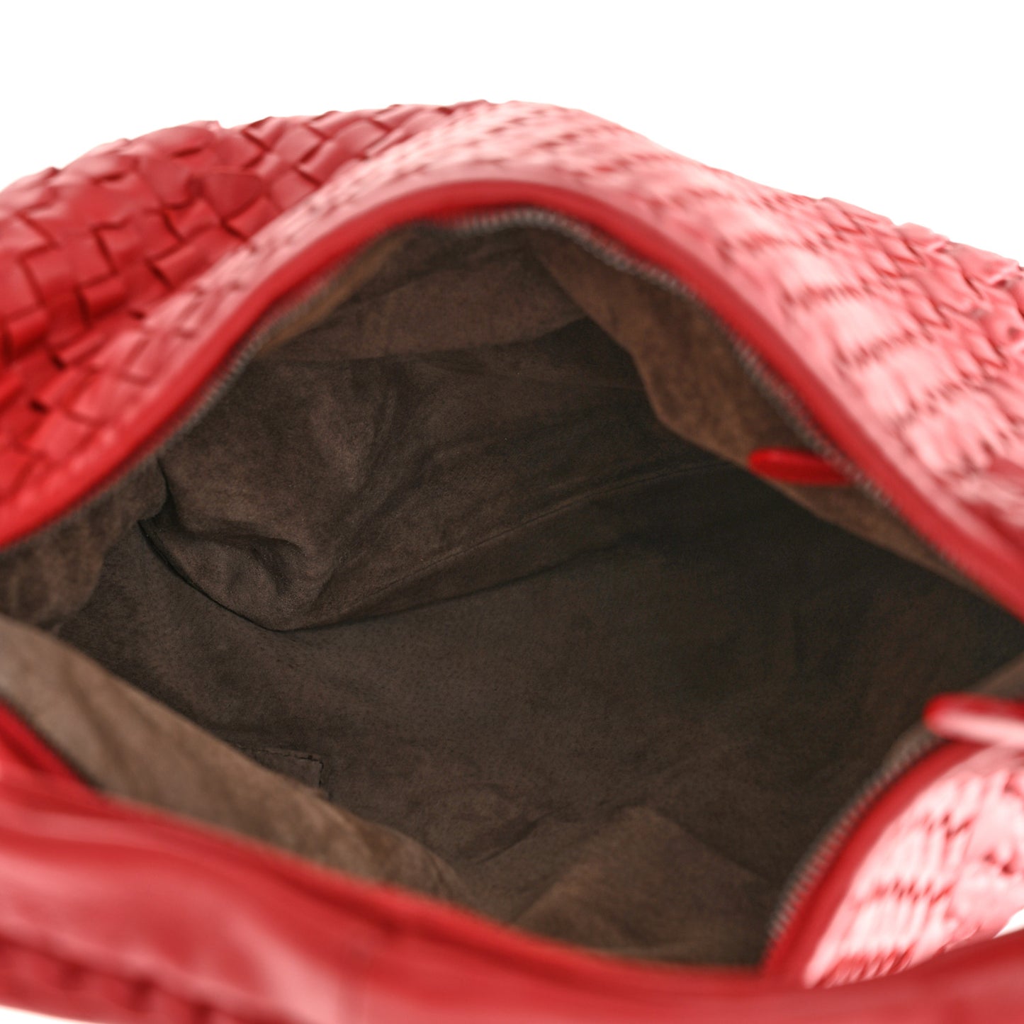 Nappa Intrecciato Ruffle Large Veneta Hobo Red