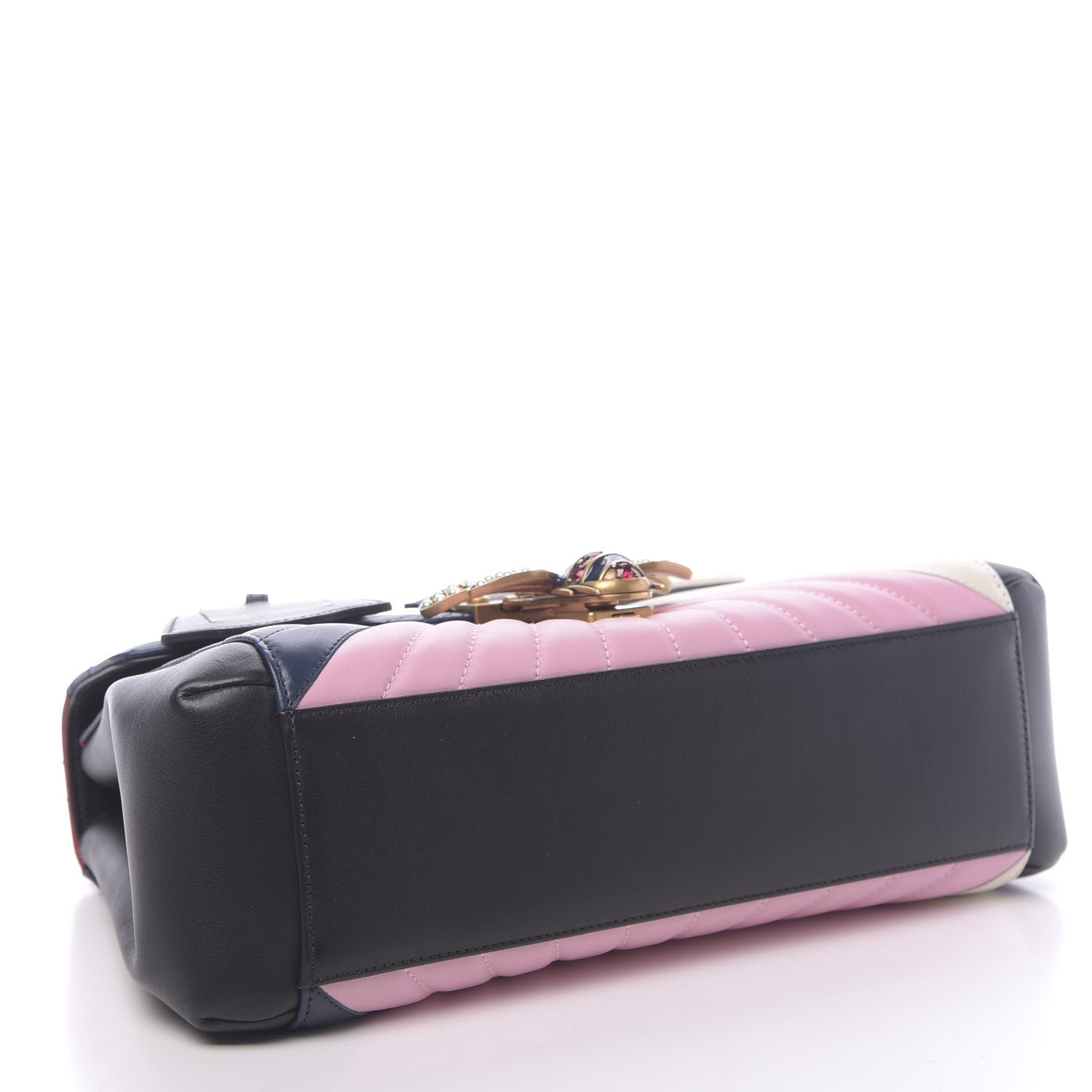 Gucci Calfskin Bamboo Trapuntata Queen Margaret Top Handle Bag Blue Agata Hibiscus Red Mystic White Sugar Pink 4 of 10