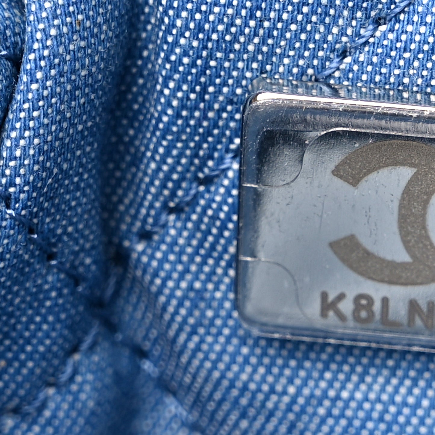 Denim Quilted Chanel 22 Backpack Blue