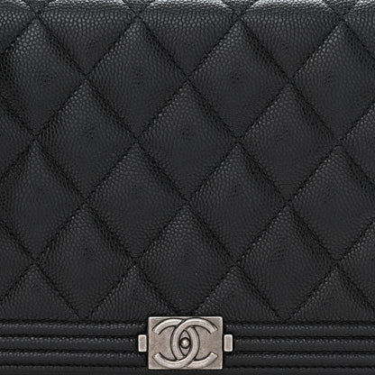 Chanel Caviar Quilted Boy Wallet On Chain WOC Black 9 of 12
