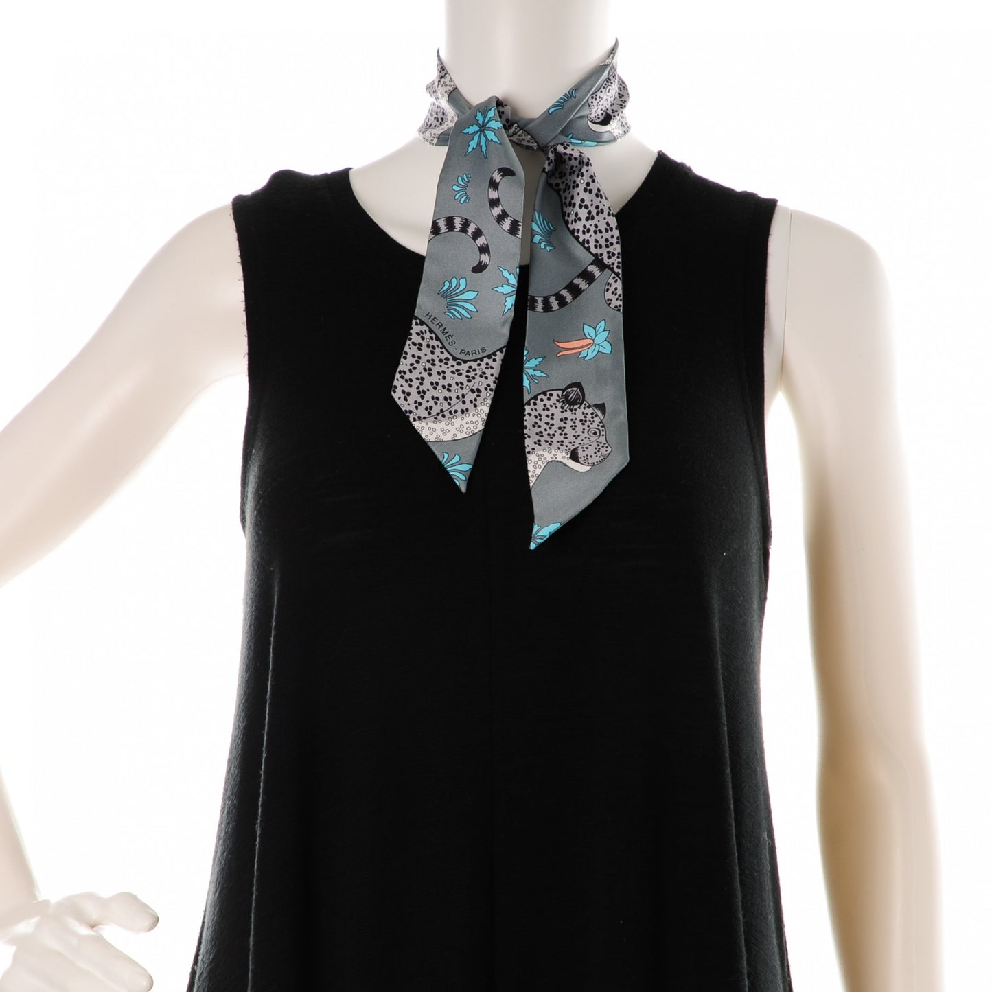 Silk Les Leopards Twilly Gris Acier Gris Perle Peach