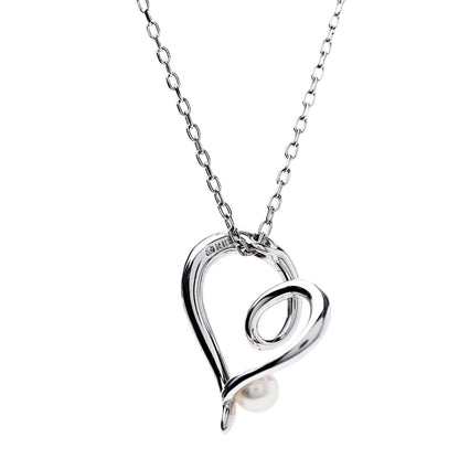 Mikimoto 18K White Gold Akoya Pearl 4mm Heart Pendant Necklace 4 of 5
