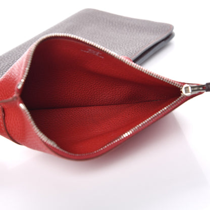 Hermes Togo Dogon Duo Wallet Chocolate Rouge Garance 7 of 14