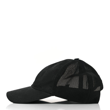 Gucci Nylon Light Mesh Dollar Calfskin GG Monogram Baseball Hat L Black 3 of 8