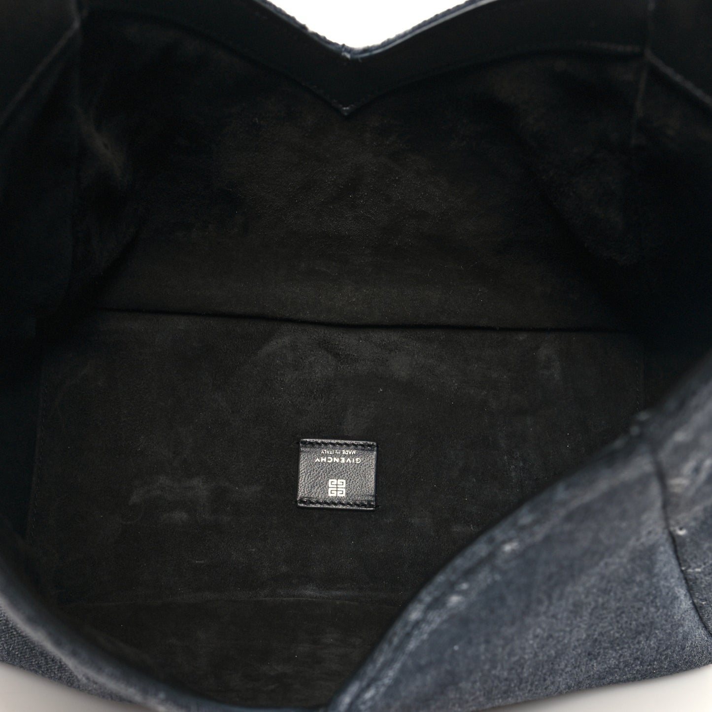 Washed Denim Calfskin Crocodile Embossed Medium G-Lock Hobo Black