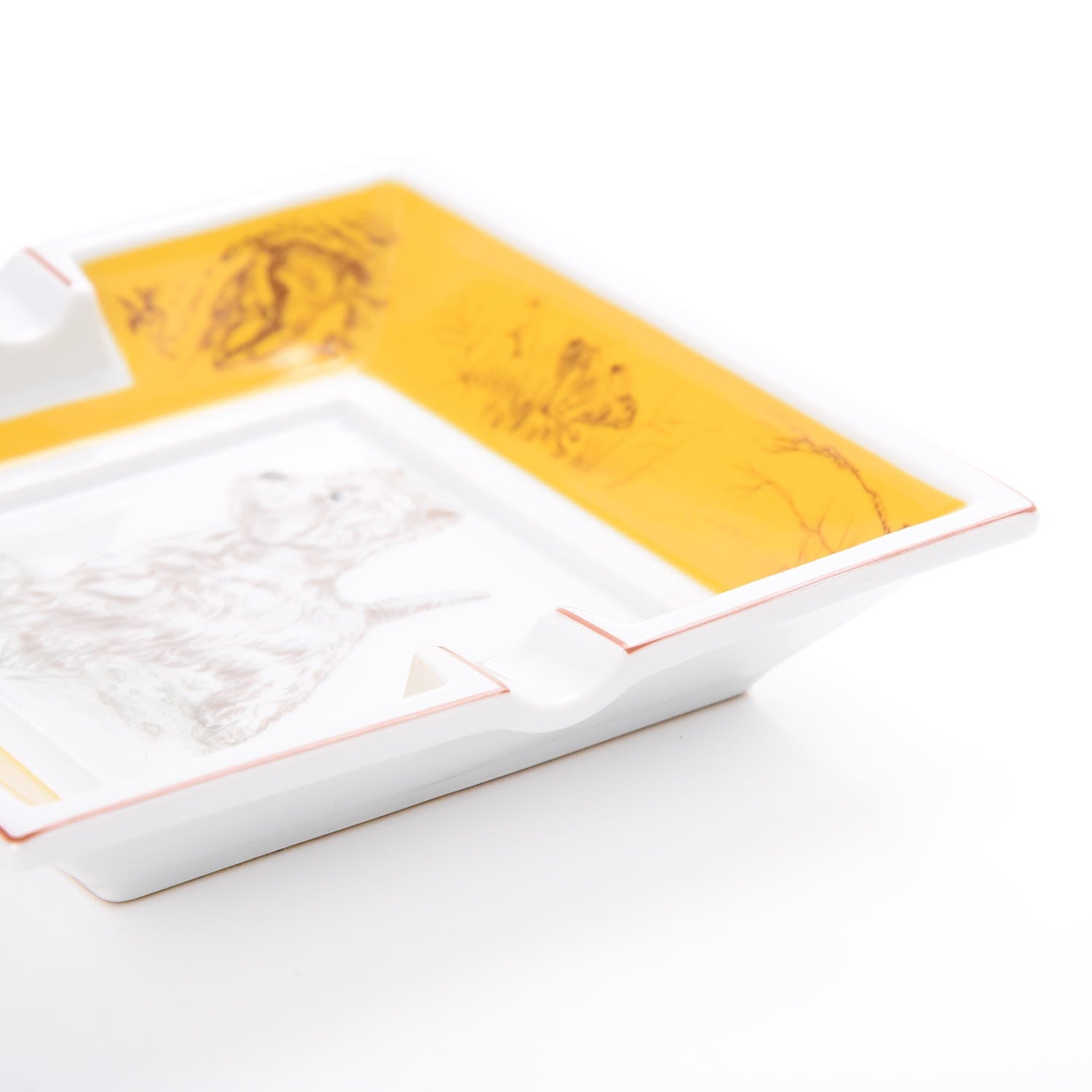 Hermes Porcelain Printed West Highland White Terrier Ashtray Yellow 6 of 6