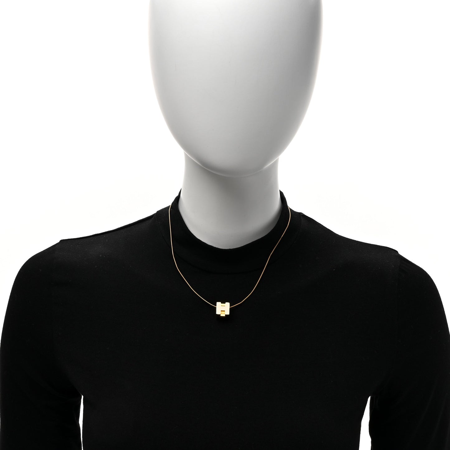 Gold Lacquered Cage d'H Necklace White