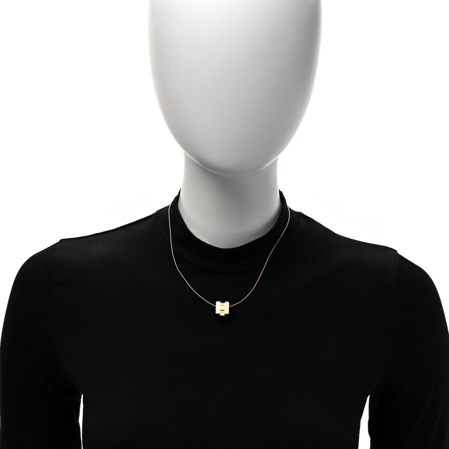 Hermes Gold Lacquered Cage d'H Necklace White 2 of 6