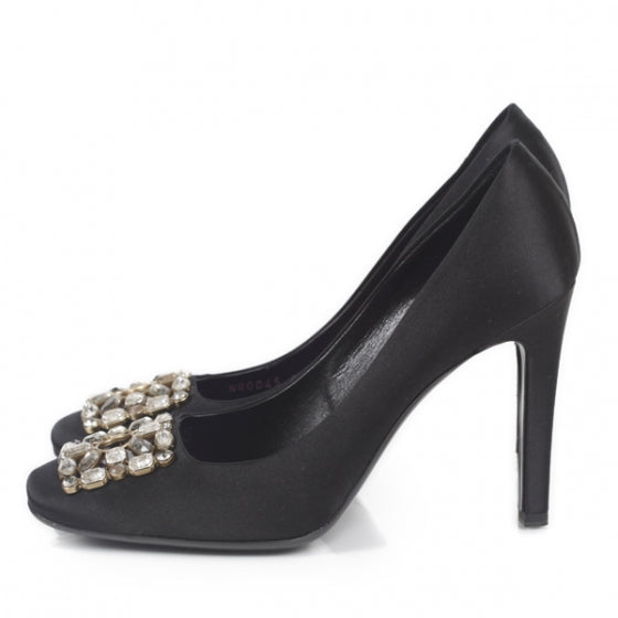Louis Vuitton Satin Swarovski Crystal Heels 39.5 Black 2 of 10
